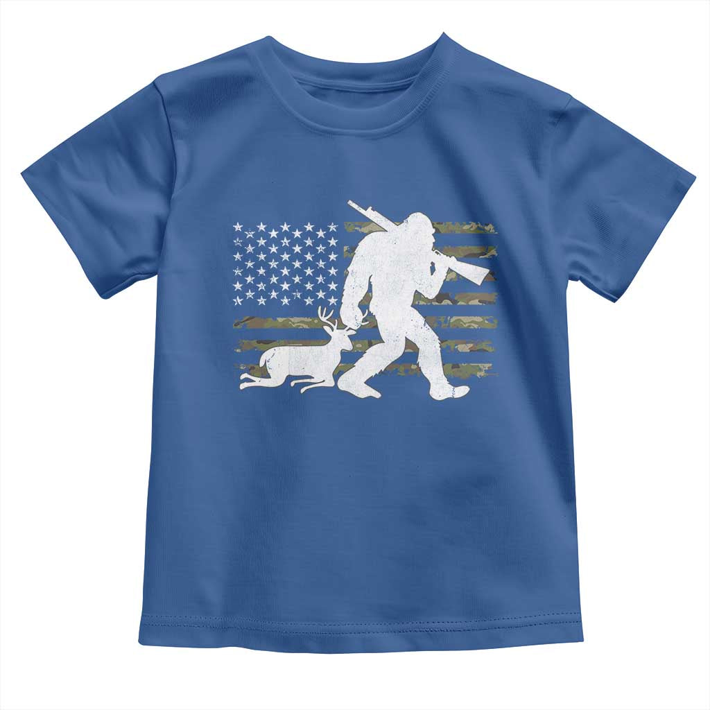 Bigfoot Camo Deer Hunting Toddler T Shirt Camo USA Flag Buck Season Sasquatch TS10 Royal Blue Print Your Wear