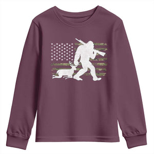 Bigfoot Camo Deer Hunting Youth Sweatshirt Camo USA Flag Buck Season Sasquatch TS10 Maroon Print Your Wear