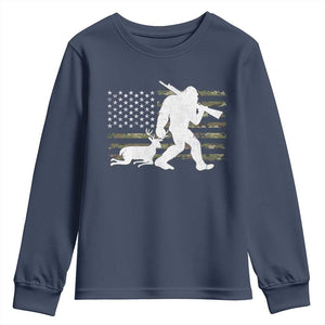 Bigfoot Camo Deer Hunting Youth Sweatshirt Camo USA Flag Buck Season Sasquatch TS10 Navy Print Your Wear