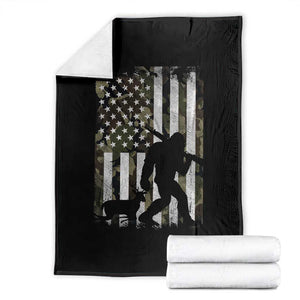 Bigfoot Deer Hunting Throw Blanket Camo US Flag Deer Elk Buck Hunting Hunter Dad TS10 Black Print Your Wear
