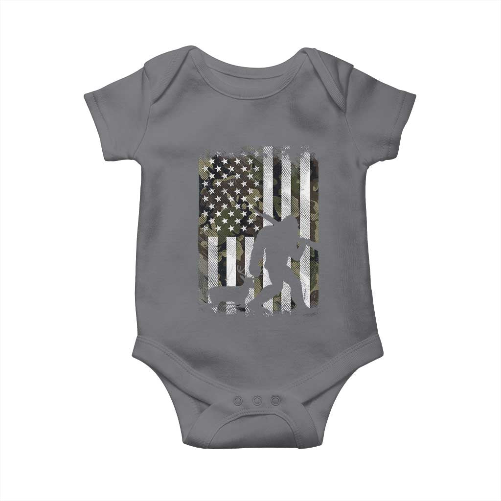 Bigfoot Deer Hunting Baby Onesie Camo US Flag Deer Elk Buck Hunting Hunter Dad TS10 Charcoal Print Your Wear