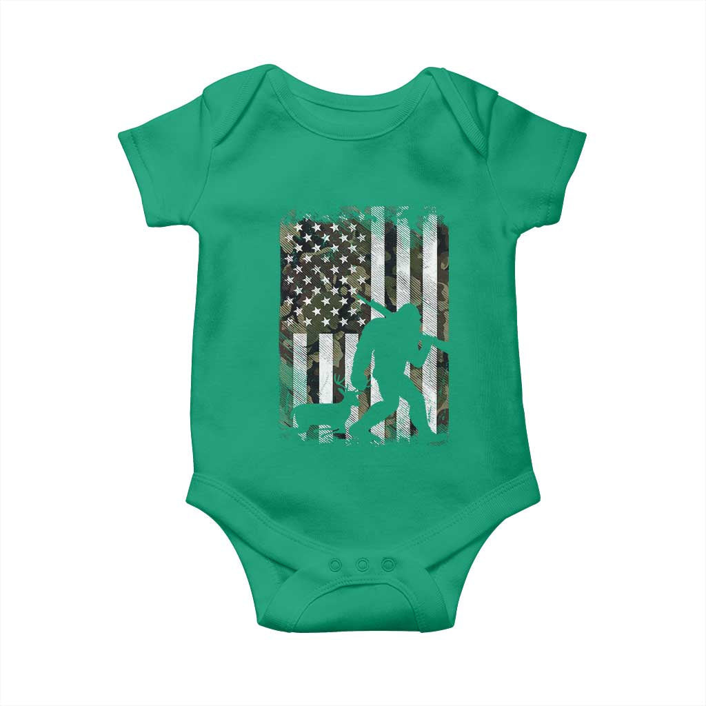 Bigfoot Deer Hunting Baby Onesie Camo US Flag Deer Elk Buck Hunting Hunter Dad TS10 Irish Green Print Your Wear