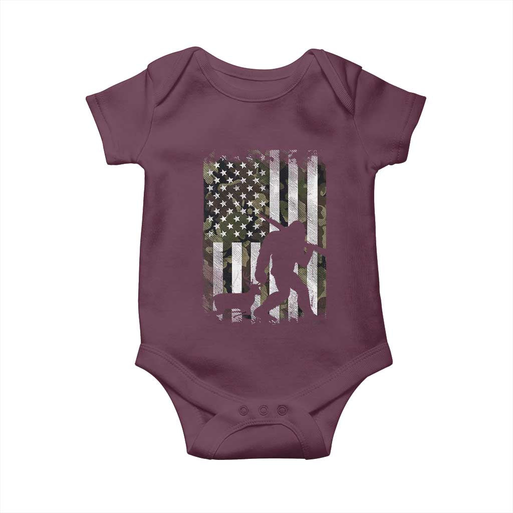 Bigfoot Deer Hunting Baby Onesie Camo US Flag Deer Elk Buck Hunting Hunter Dad TS10 Maroon Print Your Wear