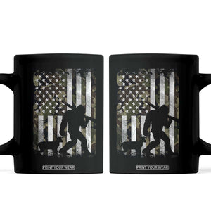 Bigfoot Deer Hunting Coffee Mug Camo US Flag Deer Elk Buck Hunting Hunter Dad TS10 Black Print Your Wear