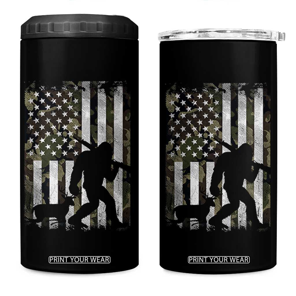Bigfoot Deer Hunting 4 in 1 Can Cooler Tumbler Camo US Flag Deer Elk Buck Hunting Hunter Dad TS10 One Size: 16 oz Black Print Your Wear