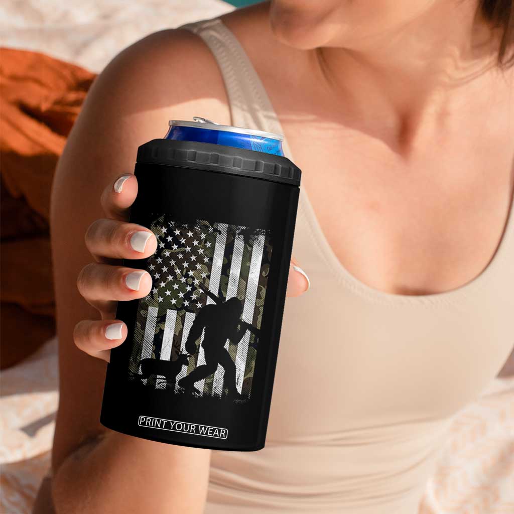 Bigfoot Deer Hunting 4 in 1 Can Cooler Tumbler Camo US Flag Deer Elk Buck Hunting Hunter Dad TS10 Print Your Wear