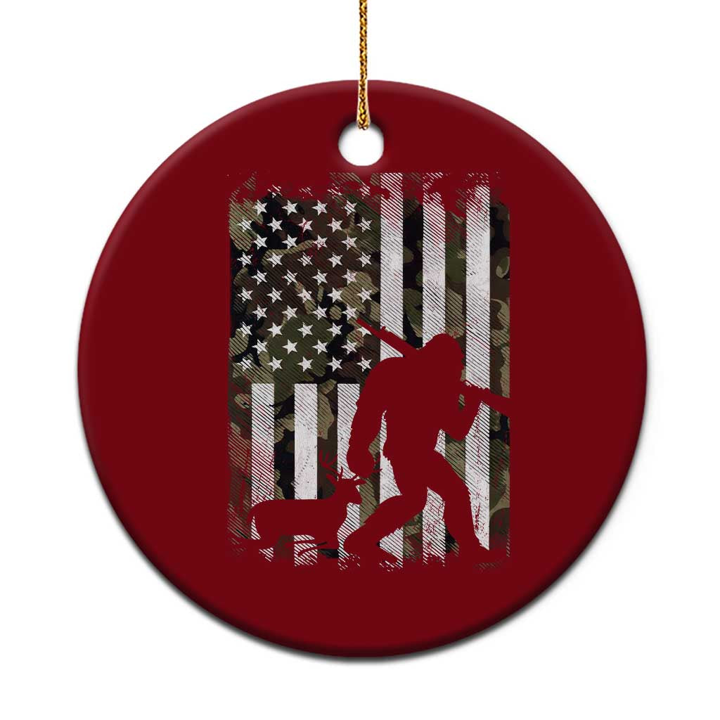 Bigfoot Deer Hunting Ceramic Ornament Camo US Flag Deer Elk Buck Hunting Hunter Dad TS10 1pc Red Print Your Wear