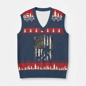 Bigfoot Deer Hunting V-Neck Knit Sweater Vest Camo US Flag Deer Elk Buck Hunting Hunter Dad TS10 Navy Red Print Your Wear