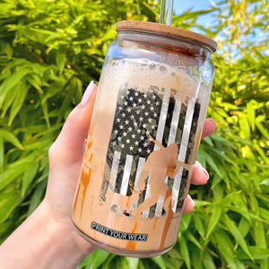 Bigfoot Deer Hunting Glass Can Camo US Flag Deer Elk Buck Hunting Hunter Dad TS10 Black Print Your Wear