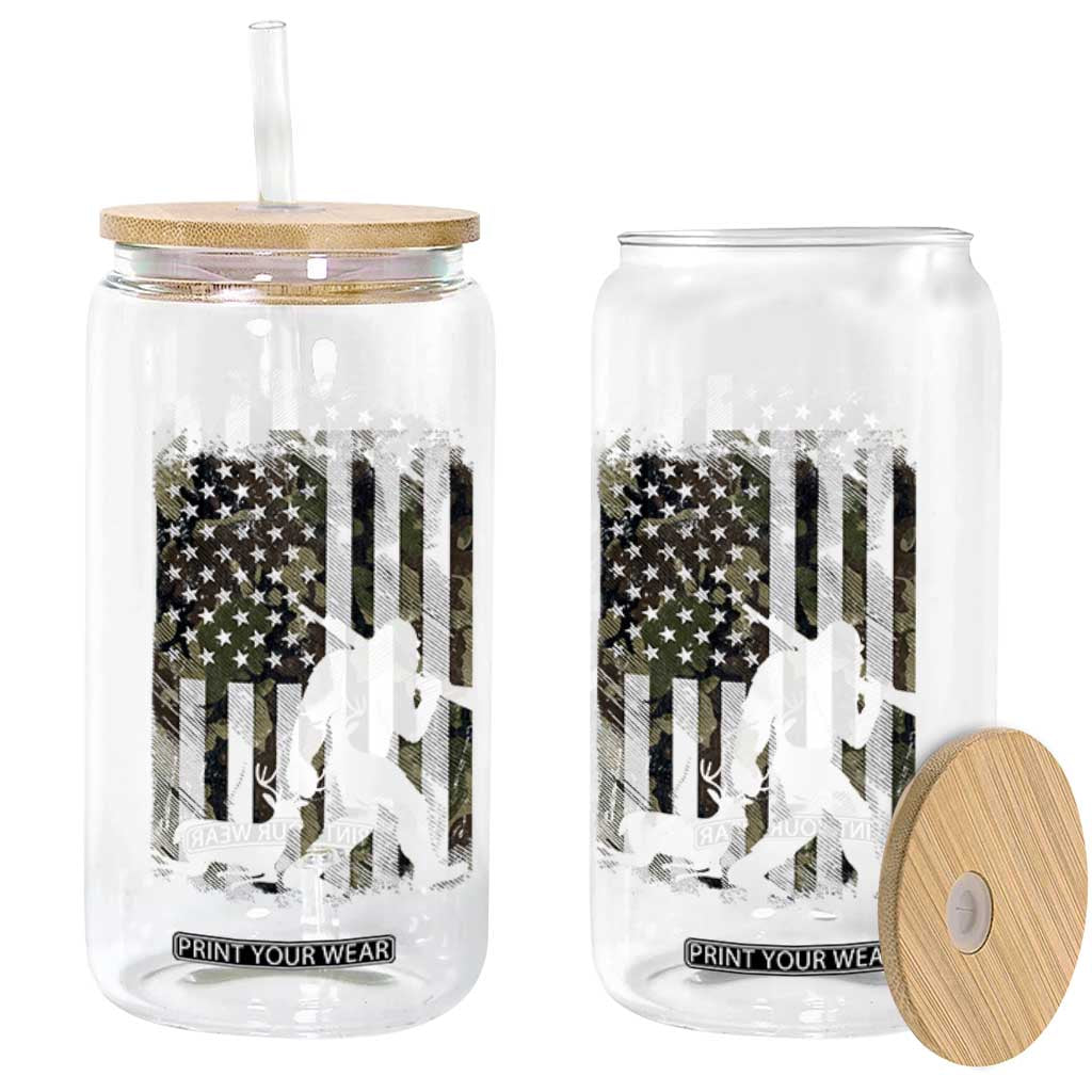 Bigfoot Deer Hunting Glass Can Camo US Flag Deer Elk Buck Hunting Hunter Dad TS10 Print Your Wear