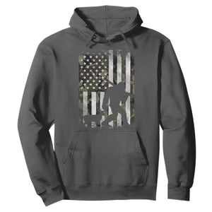 Bigfoot Deer Hunting Hoodie Camo US Flag Deer Elk Buck Hunting Hunter Dad TS10 Dark Heather Print Your Wear