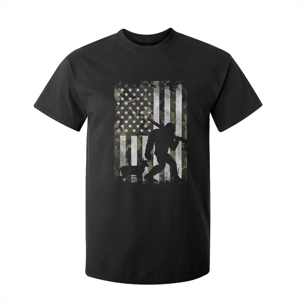 Bigfoot Deer Hunting T Shirt For Kid Camo US Flag Deer Elk Buck Hunting Hunter Dad TS10 Black Print Your Wear