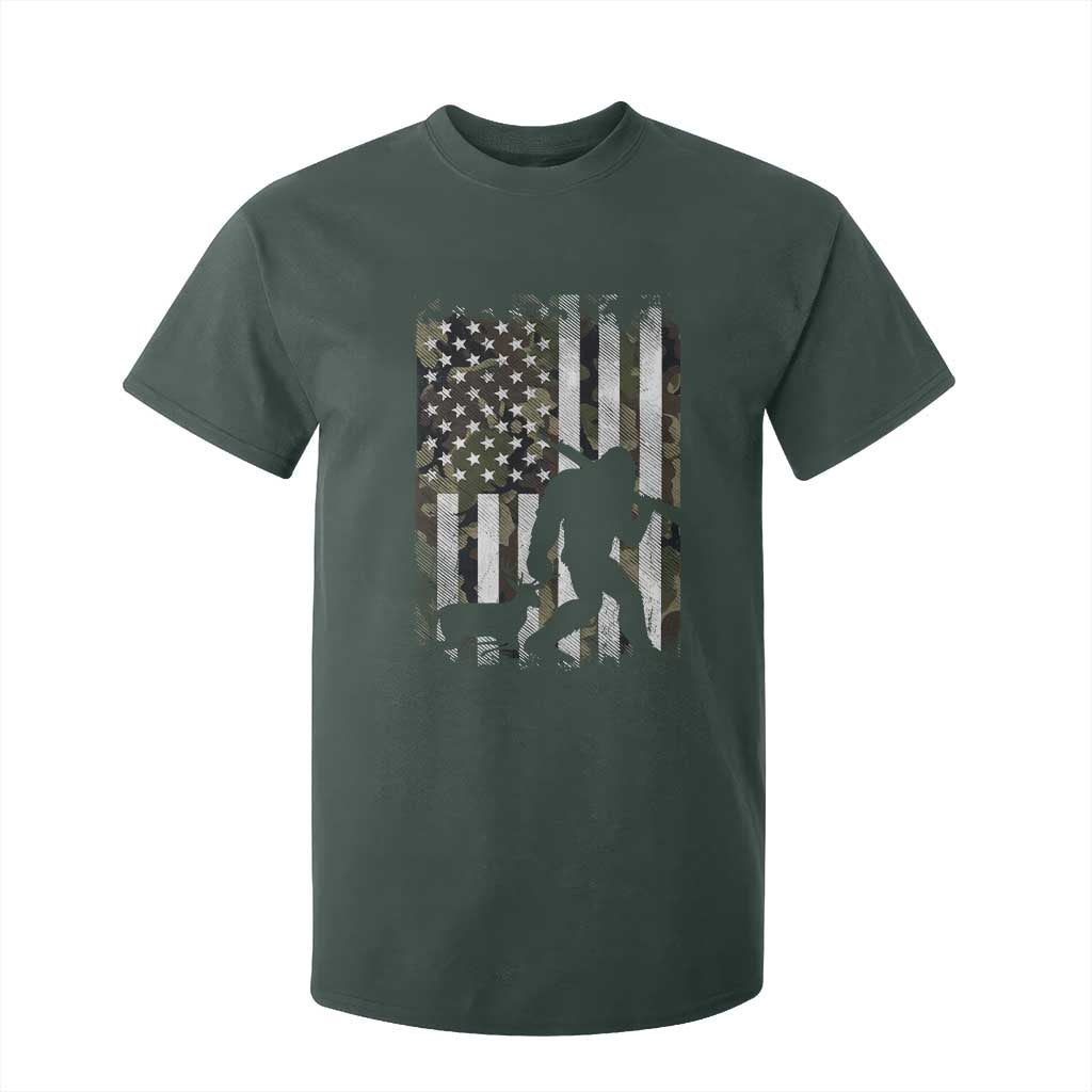 Bigfoot Deer Hunting T Shirt For Kid Camo US Flag Deer Elk Buck Hunting Hunter Dad TS10 Dark Forest Green Print Your Wear