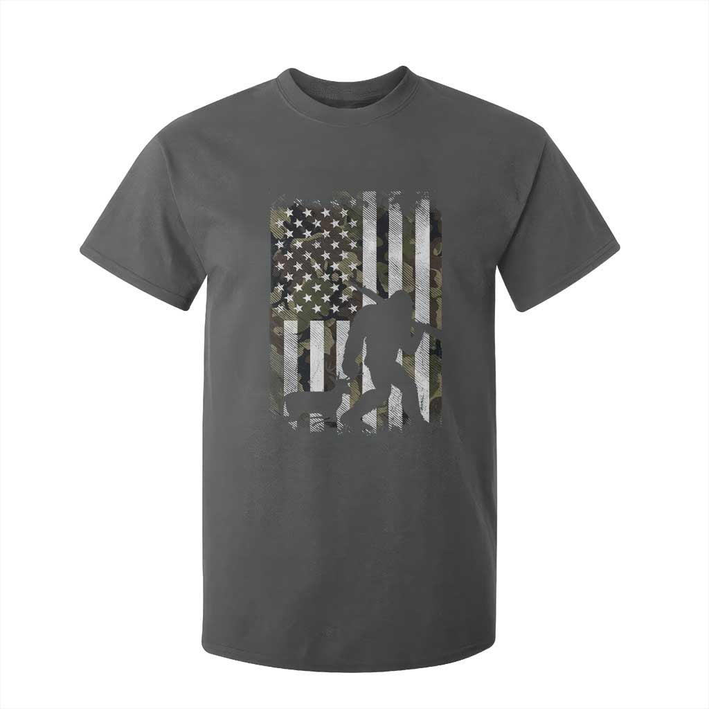 Bigfoot Deer Hunting T Shirt For Kid Camo US Flag Deer Elk Buck Hunting Hunter Dad TS10 Dark Heather Print Your Wear