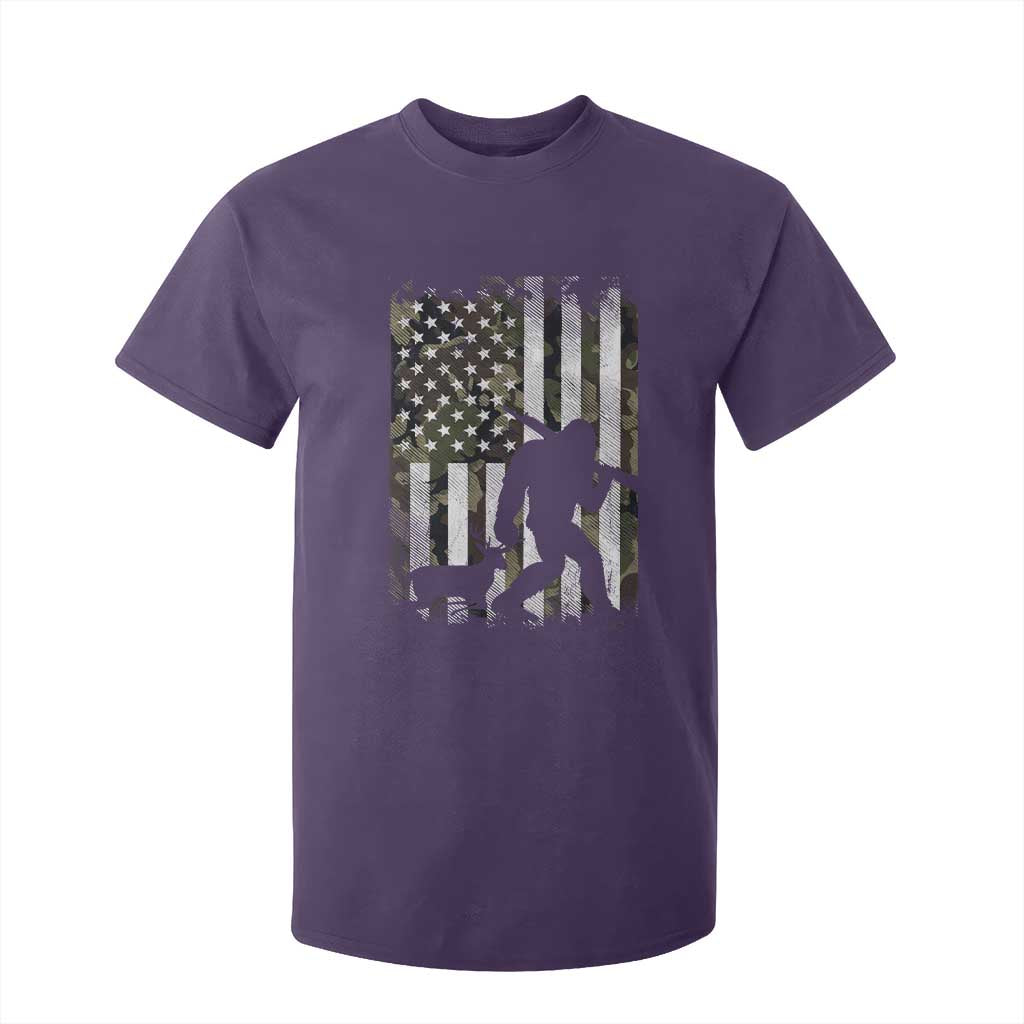 Bigfoot Deer Hunting T Shirt For Kid Camo US Flag Deer Elk Buck Hunting Hunter Dad TS10 Purple Print Your Wear