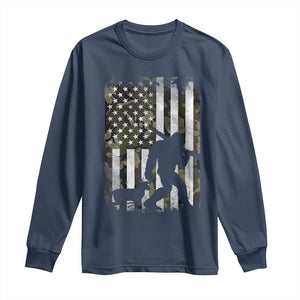 Bigfoot Deer Hunting Long Sleeve Shirt Camo US Flag Deer Elk Buck Hunting Hunter Dad TS10 Navy Print Your Wear