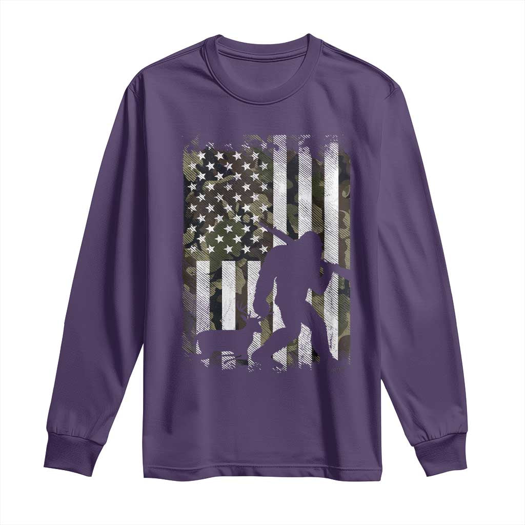 Bigfoot Deer Hunting Long Sleeve Shirt Camo US Flag Deer Elk Buck Hunting Hunter Dad TS10 Purple Print Your Wear