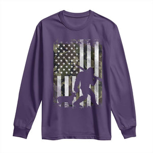 Bigfoot Deer Hunting Long Sleeve Shirt Camo US Flag Deer Elk Buck Hunting Hunter Dad TS10 Purple Print Your Wear