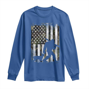 Bigfoot Deer Hunting Long Sleeve Shirt Camo US Flag Deer Elk Buck Hunting Hunter Dad TS10 Royal Blue Print Your Wear