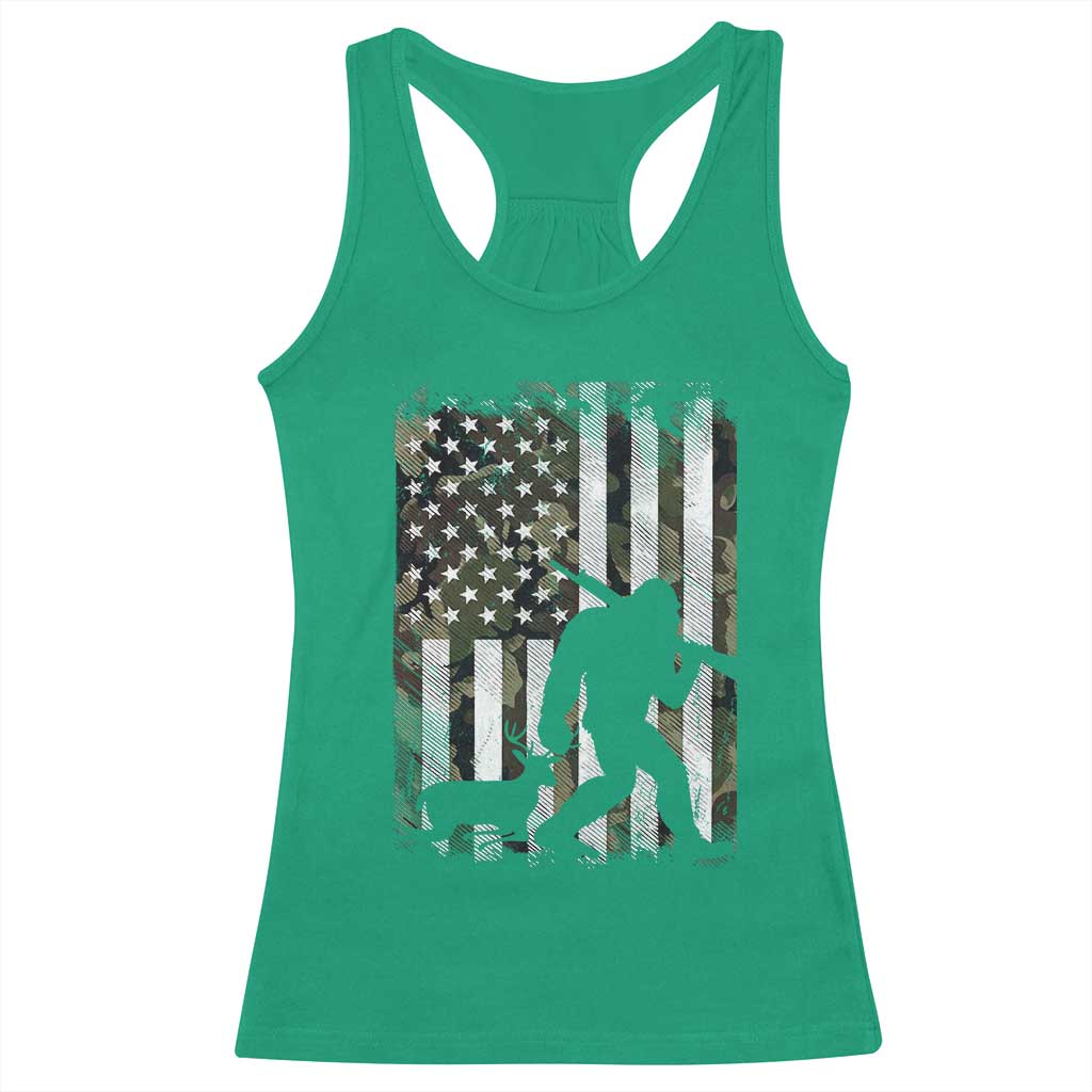 Bigfoot Deer Hunting Racerback Tank Top Camo US Flag Deer Elk Buck Hunting Hunter Dad TS10 Irish Green Print Your Wear