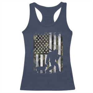 Bigfoot Deer Hunting Racerback Tank Top Camo US Flag Deer Elk Buck Hunting Hunter Dad TS10 Navy Print Your Wear