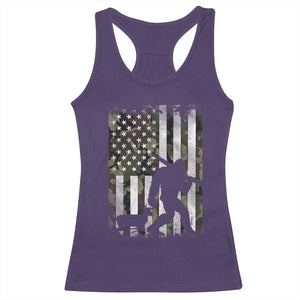 Bigfoot Deer Hunting Racerback Tank Top Camo US Flag Deer Elk Buck Hunting Hunter Dad TS10 Purple Print Your Wear