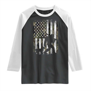 Bigfoot Deer Hunting Raglan Shirt Camo US Flag Deer Elk Buck Hunting Hunter Dad TS10 Black White Print Your Wear