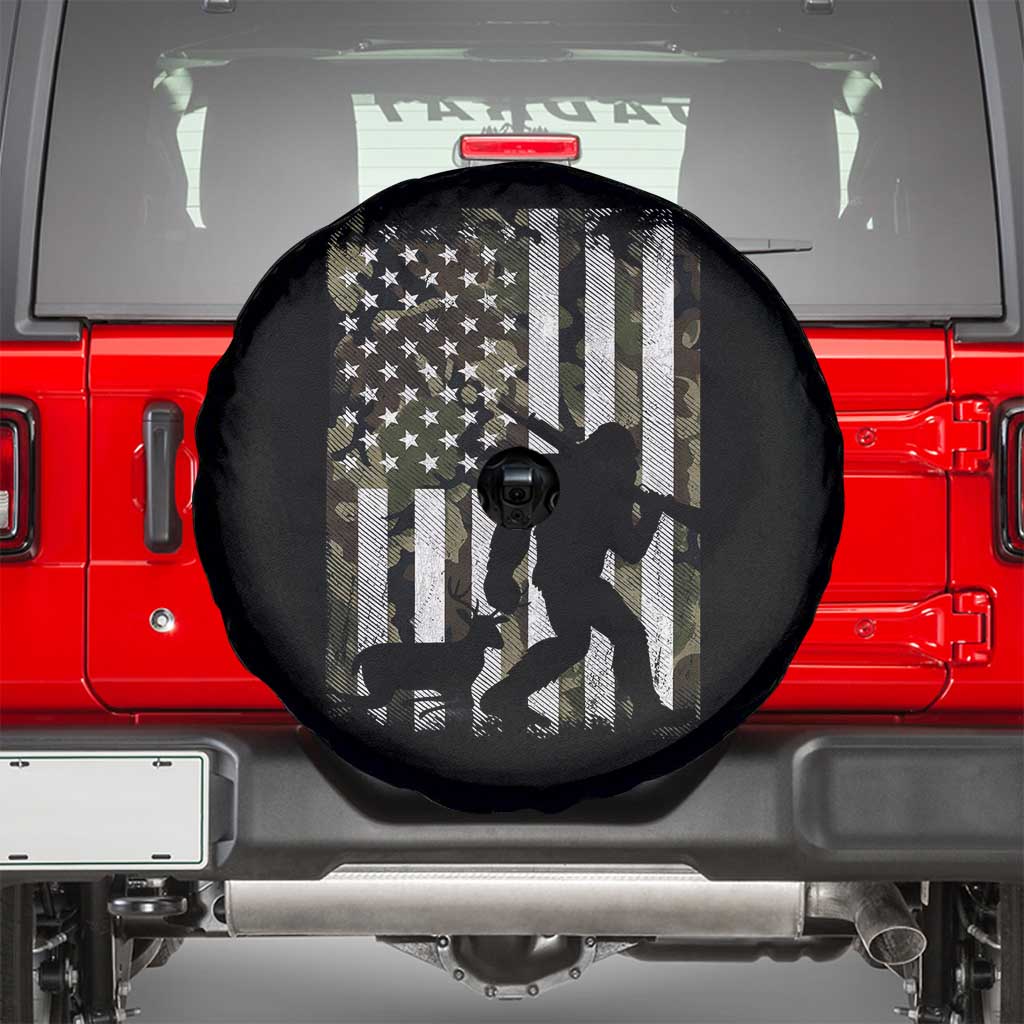 Bigfoot Deer Hunting Spare Tire Cover Camo US Flag Deer Elk Buck Hunting Hunter Dad TS10 Black Print Your Wear