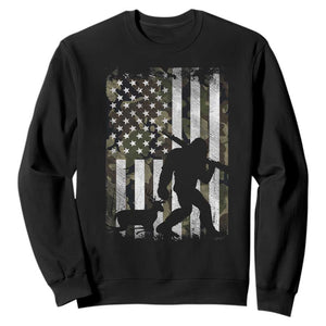 Bigfoot Deer Hunting Sweatshirt Camo US Flag Deer Elk Buck Hunting Hunter Dad TS10 Black Print Your Wear