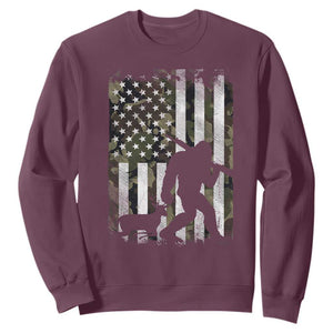 Bigfoot Deer Hunting Sweatshirt Camo US Flag Deer Elk Buck Hunting Hunter Dad TS10 Maroon Print Your Wear