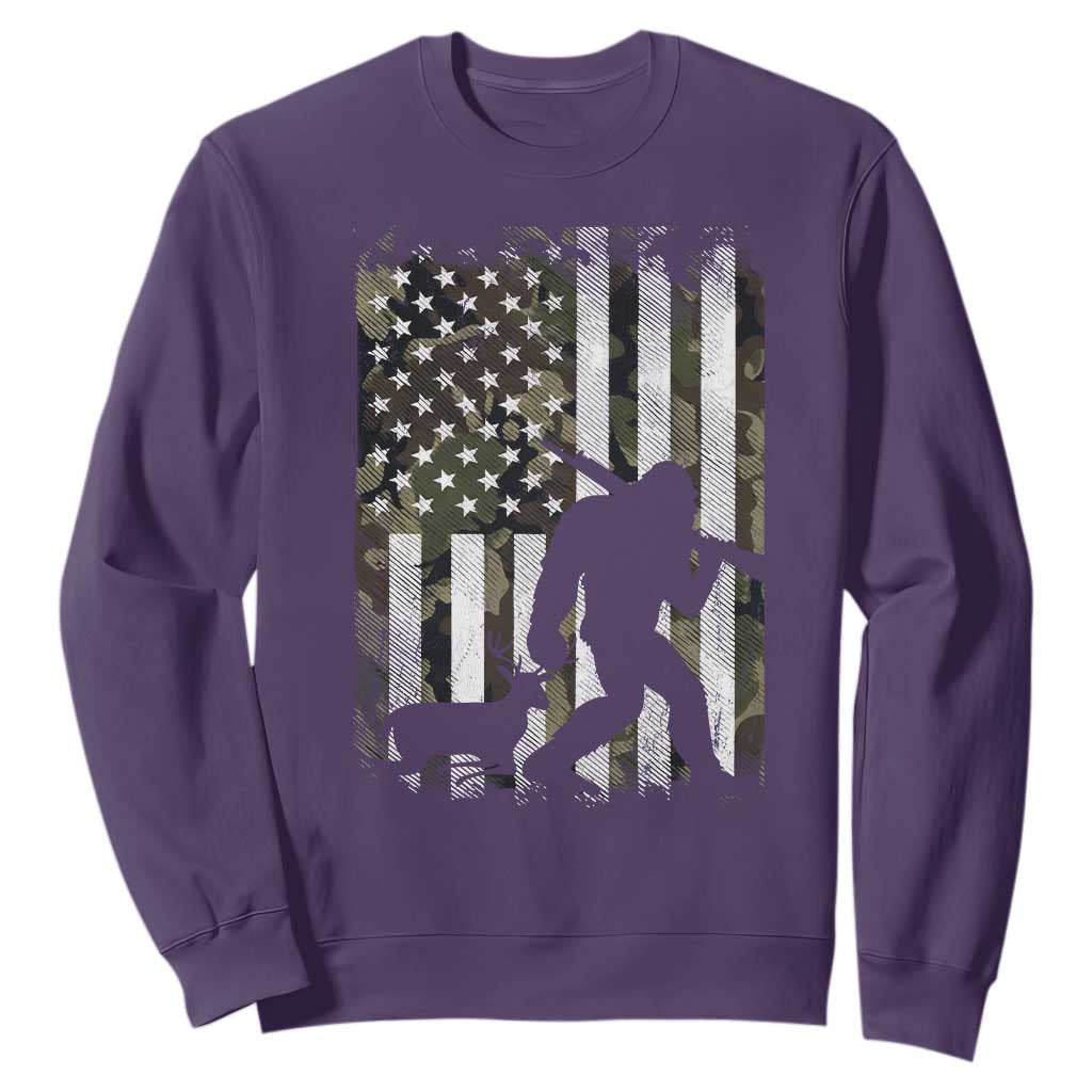 Bigfoot Deer Hunting Sweatshirt Camo US Flag Deer Elk Buck Hunting Hunter Dad TS10 Purple Print Your Wear