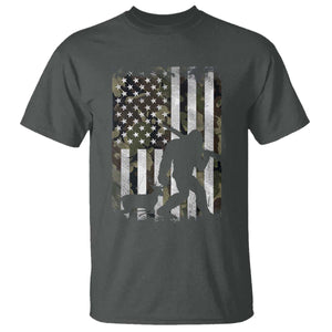 Bigfoot Deer Hunting T Shirt Camo US Flag Deer Elk Buck Hunting Hunter Dad TS10 Dark Heather Print Your Wear