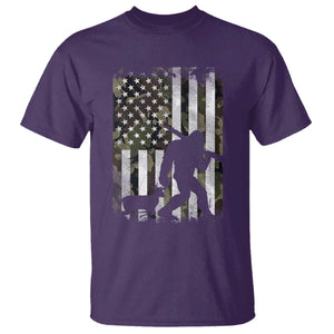 Bigfoot Deer Hunting T Shirt Camo US Flag Deer Elk Buck Hunting Hunter Dad TS10 Purple Print Your Wear