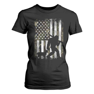 Bigfoot Deer Hunting T Shirt For Women Camo US Flag Deer Elk Buck Hunting Hunter Dad TS10 Black Print Your Wear