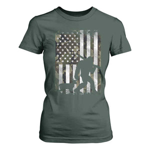 Bigfoot Deer Hunting T Shirt For Women Camo US Flag Deer Elk Buck Hunting Hunter Dad TS10 Dark Forest Green Print Your Wear