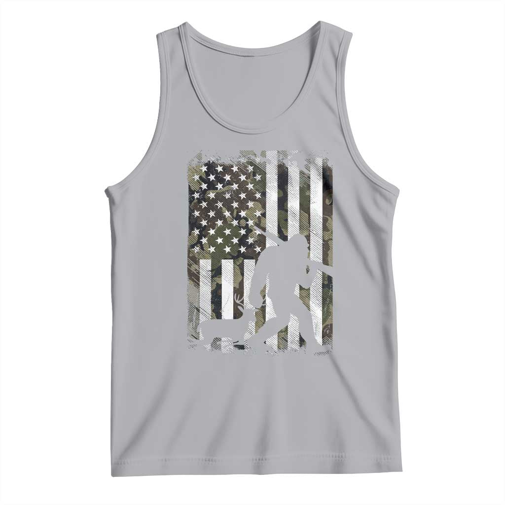 Bigfoot Deer Hunting Tank Top Camo US Flag Deer Elk Buck Hunting Hunter Dad TS10 Athletic Heather Print Your Wear