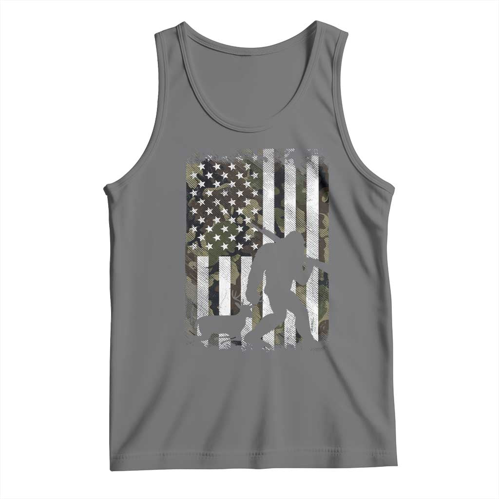 Bigfoot Deer Hunting Tank Top Camo US Flag Deer Elk Buck Hunting Hunter Dad TS10 Black Heather Print Your Wear