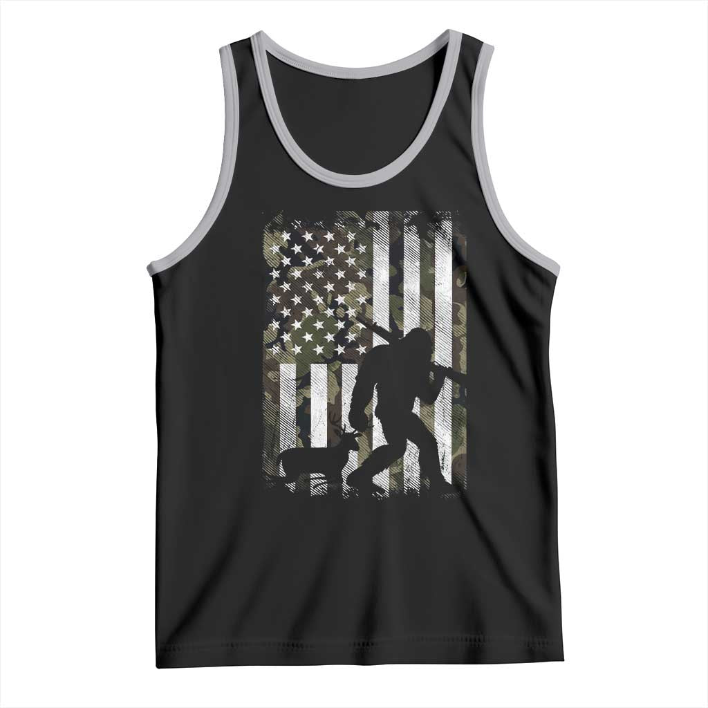 Bigfoot Deer Hunting Tank Top Camo US Flag Deer Elk Buck Hunting Hunter Dad TS10 Black Athletic Heather Print Your Wear