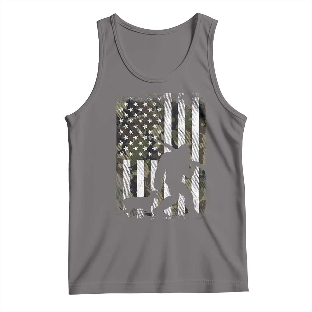 Bigfoot Deer Hunting Tank Top Camo US Flag Deer Elk Buck Hunting Hunter Dad TS10 Deep Heather Print Your Wear