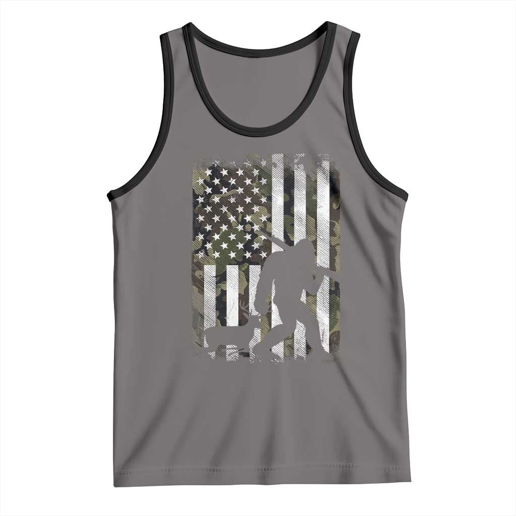 Bigfoot Deer Hunting Tank Top Camo US Flag Deer Elk Buck Hunting Hunter Dad TS10 Deep Heather Black Print Your Wear