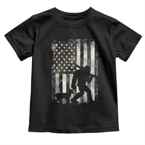 Bigfoot Deer Hunting Toddler T Shirt Camo US Flag Deer Elk Buck Hunting Hunter Dad TS10 Black Print Your Wear