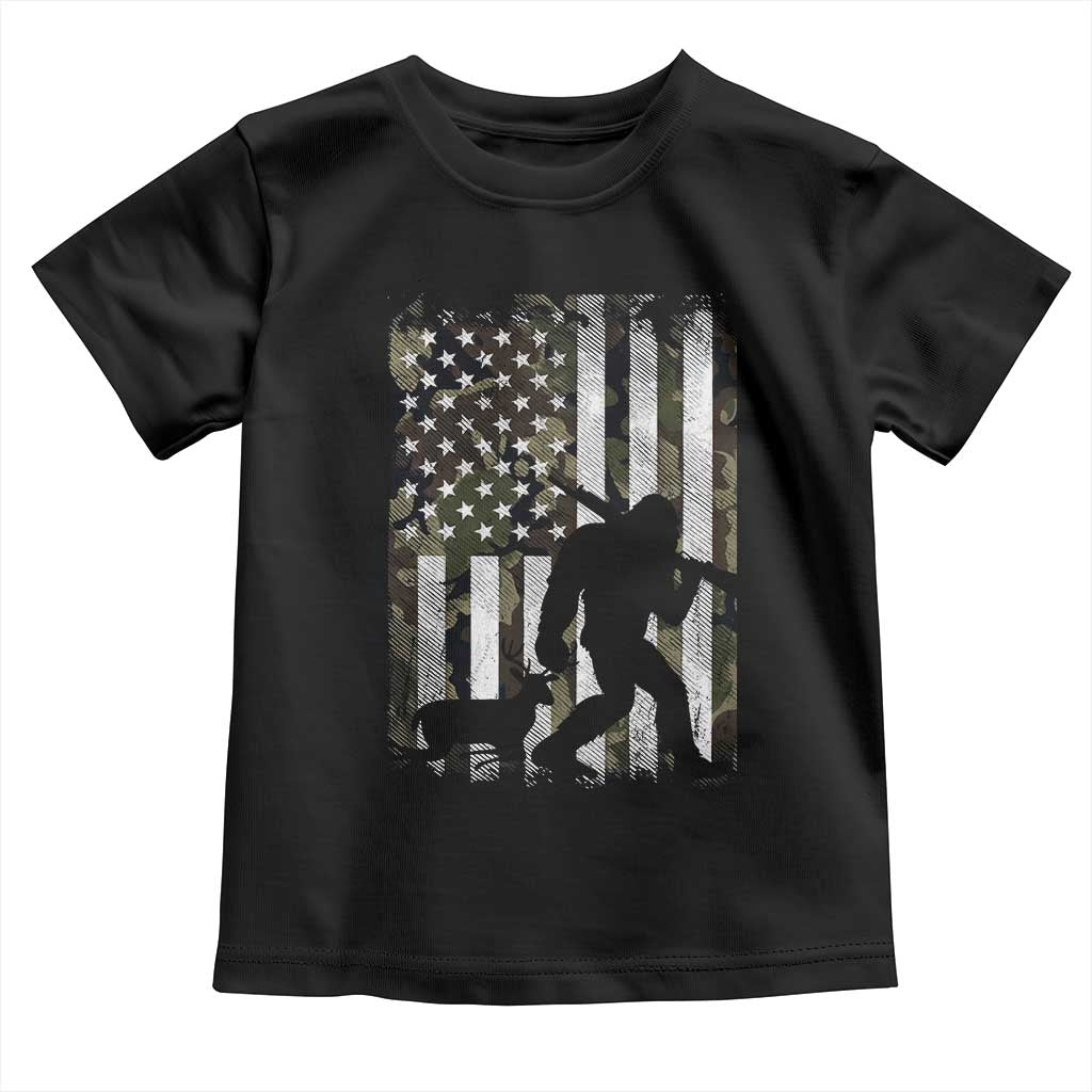 Bigfoot Deer Hunting Toddler T Shirt Camo US Flag Deer Elk Buck Hunting Hunter Dad TS10 Black Print Your Wear