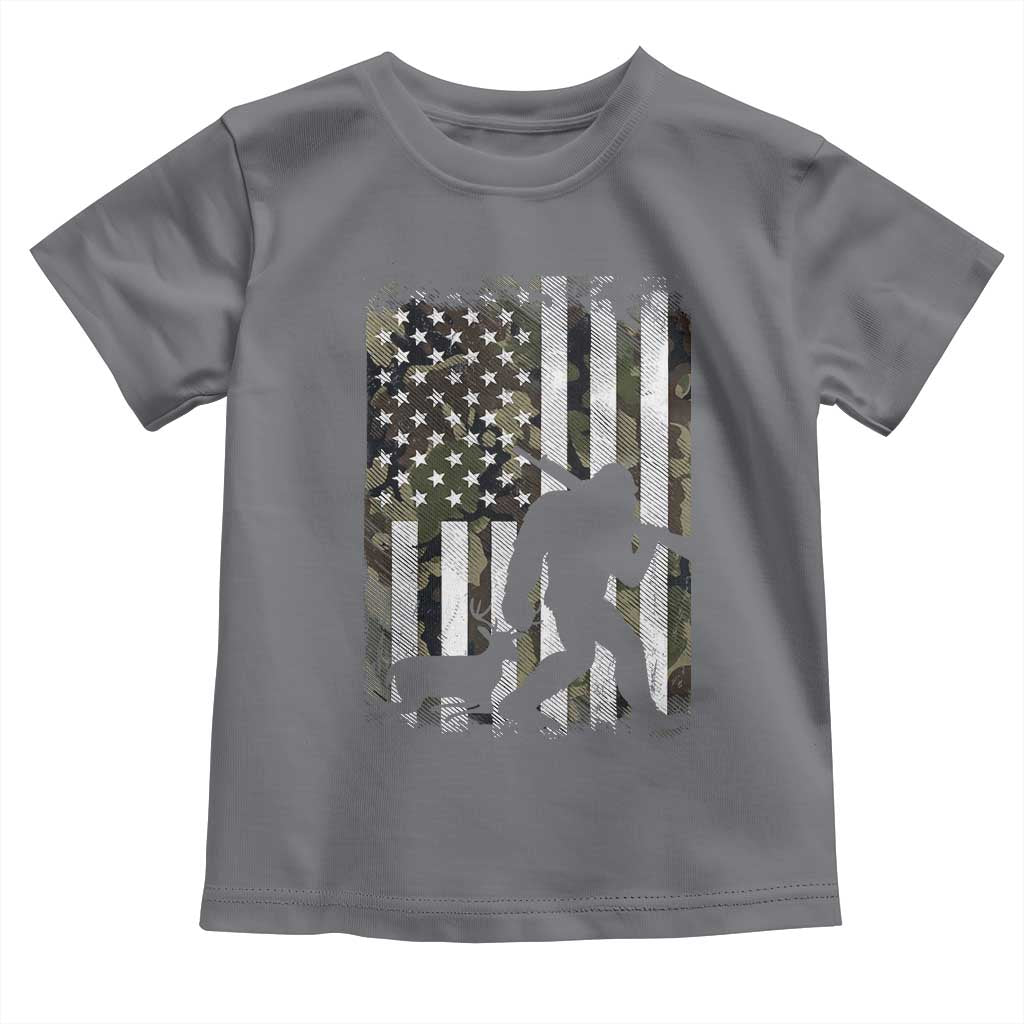 Bigfoot Deer Hunting Toddler T Shirt Camo US Flag Deer Elk Buck Hunting Hunter Dad TS10 Charcoal Print Your Wear