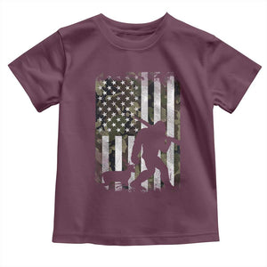Bigfoot Deer Hunting Toddler T Shirt Camo US Flag Deer Elk Buck Hunting Hunter Dad TS10 Maroon Print Your Wear