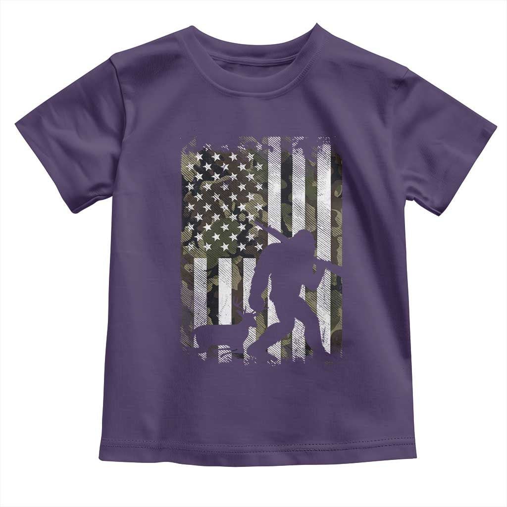 Bigfoot Deer Hunting Toddler T Shirt Camo US Flag Deer Elk Buck Hunting Hunter Dad TS10 Purple Print Your Wear