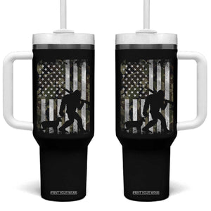 Bigfoot Deer Hunting Tumbler With Handle Camo US Flag Deer Elk Buck Hunting Hunter Dad TS10 One Size: 40 oz Black Print Your Wear