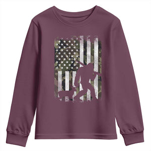 Bigfoot Deer Hunting Youth Sweatshirt Camo US Flag Deer Elk Buck Hunting Hunter Dad TS10 Maroon Print Your Wear