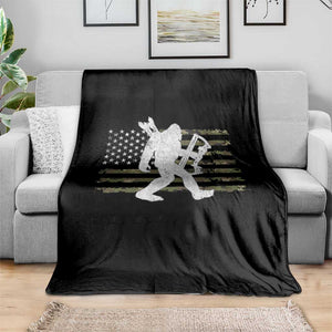 Bow Hunting Archer Bigfoot Throw Blanket Sasquatch Camo US Flag Hunter Dad TS10 Print Your Wear