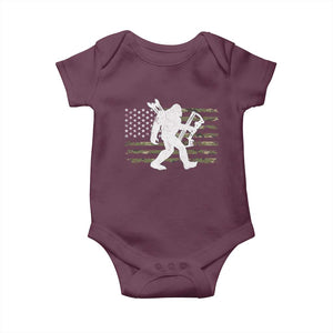 Bow Hunting Archer Bigfoot Baby Onesie Sasquatch Camo US Flag Hunter Dad TS10 Maroon Print Your Wear