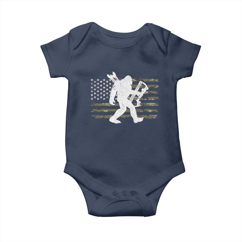 Bow Hunting Archer Bigfoot Baby Onesie Sasquatch Camo US Flag Hunter Dad TS10 Navy Print Your Wear